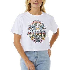 Rip Curl - Dames t-shirts - Block Party Crop Tee White voor Dames - Maat S - Wit