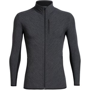 Icebreaker - Fleeces - M Merino Descender LS Zip Jet Heather Black voor Heren van Wol - Maat L - Zwart