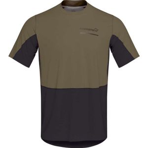 Norrona - Trail / Running kleding - Senja Equaliser Lightweight T-Shirt M'S Olive Night voor Heren van Gerecycled Polyester - Maat M - Kaki