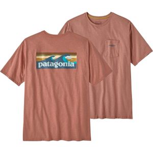 Patagonia - T-shirts - M's Boardshort Logo Pocket Responsibili-Tee Sienna Clay voor Heren van Katoen - Maat M - Roze