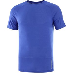 Salomon - Trail / Running kleding - Cross Run SS Tee M Surf The Web voor Heren - Maat M - Blauw