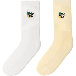 MoEa - Sokken - Pinneaple Socks White Yellow voor Heren van Katoen - Maat 41-46 - Wit