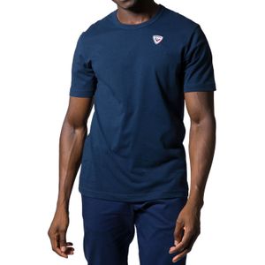 Rossignol - T-shirts - Logo Plain Tee Dark Navy voor Heren van Katoen - Maat M - Marine blauw