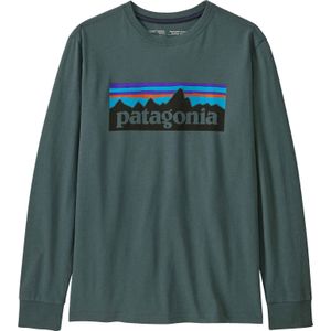 Patagonia - Merken - K's L/S Regenerative Organic Crtd Cotton P-6 T-Shirt Nouveau Green voor Unisex van Katoen - Kindermaat L - Groen