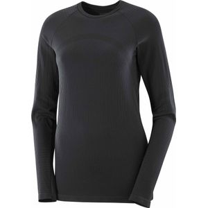 Salomon - Dames thermokleding - Sntial Warm LS Top W Deep Black voor Dames - Maat XS - Zwart