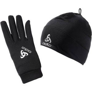Odlo - Skihandschoenen - Set Polyknit Hat + Gloves Black voor Unisex - Maat XS - Zwart