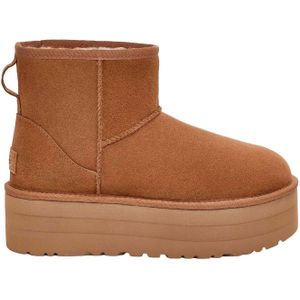 Ugg - Dameslaarzen - Classic Mini Platform Chestnut voor Dames van Wol - Maat 10 US - Bruin