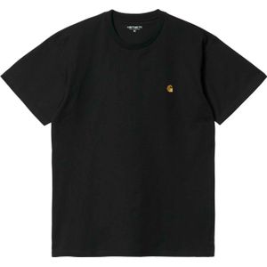 Carhartt - T-shirts - S/S Chase T-Shirt Black / Gold voor Heren - Maat M - Zwart