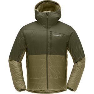 Norrona - Wandel- en bergsportkleding - Falketind Thermo60 Hood M Olive Night/Olive Drab voor Heren van Nylon - Maat XL - Kaki