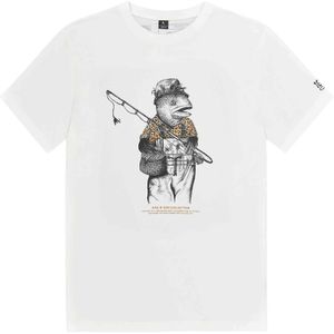 Picture Organic Clothing - T-shirts - D&S Fisherfish Tee Natural White voor Heren van Katoen - Maat XL - Wit