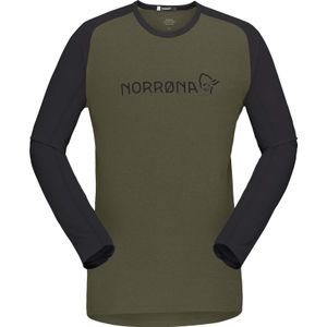 Norrona - Mountainbike kleding - Fjora Equaliser Lightweight Long Sleeve M'S Olive Night voor Heren - Maat M - Kaki