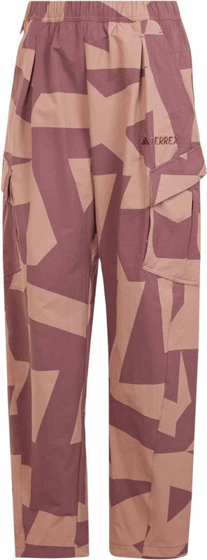 Adidas - Dames wandel- en bergkleding - W Cargo Aop Pants Quiet Crimson Warm Clay Preloved Fig voor Dames - Maat M - Roze