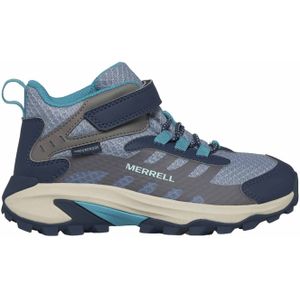 Merrell - Kinder wandelschoenen - Moab Speed Mid 2 A/C Wp Stone/Blue/Turquoise voor Unisex - Kindermaat 35 - Blauw