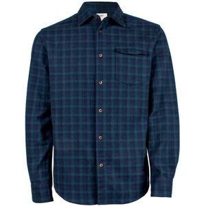 Snowleader - Blouses - Navy Shirt Men voor Heren van Hout - Maat L - Marine blauw