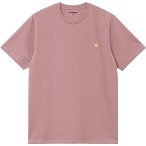 Carhartt - T-shirts - S/S Chase T-Shirt Glassy Pink / Gold voor Heren - Maat L - Roze