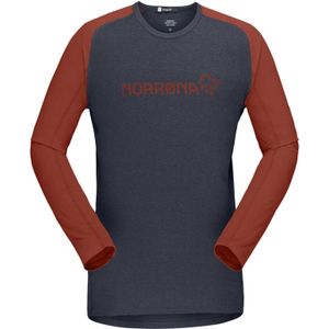 Norrona - Mountainbike kleding - FjÃ¸rÃ¥ Equaliser Lightweight Long Sleeve M Rooibos Tea/Indigo Night voor Heren - Maat L - Marine blauw