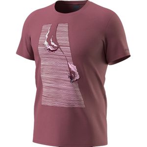 Dynafit - T-shirts - Dynafit X S. Charriere Tee M Dark Rose/Blue Turn voor Heren van Katoen - Maat S - Roze