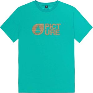 Picture Organic Clothing - T-shirts - Basement Cork Tee Spectra Green voor Heren van Katoen - Maat M - Blauw
