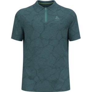 Odlo - Wandel- en bergsportkleding - Ascent Chill-Tec Polo Shirt SS Dark Slate Melange voor Heren - Maat S - Groen