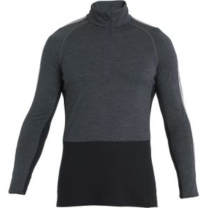 Icebreaker - Thermokleding - M Merino ZoneKnit 200 LS Half Zip Jet Heather/Blk/Metro H/Cb voor Heren van Wol - Maat L - Zwart