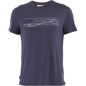 Icebreaker - Wandel- en bergsportkleding - M Merino Core SS Tee Ski Stripes Graphite voor Heren van Wol - Maat S - Blauw