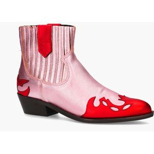 DWARS - Austin Metallic - Enkelboots - Roze/Rood - Leer