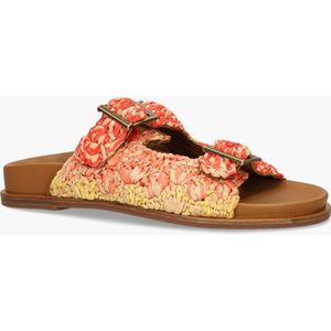 Miss Behave - 397013 - Slippers - Rood/Multi - Geweven Raffia