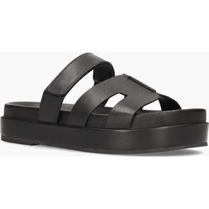 Bibi Lou - Mindy - Slippers - Zwart - Leer - Klittenbandsluiting