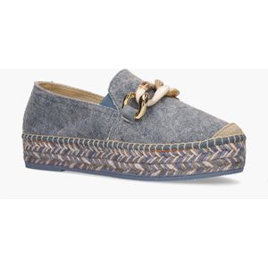 Viguera - 2041 - Damesloafers - Jeansblauw - Stof - Espadrille Plateauzool