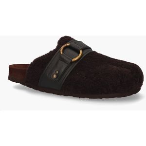 See By Chloé - Gema - Slippers - Donkerbruin - Faux Lammyvacht