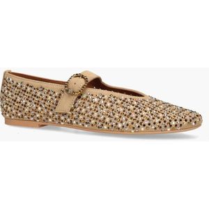 Kurt Geiger London - Mayfair - Ballerina - Lichtbruin - Strass-steentjes