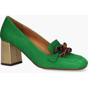Chie Mihara - Rein - Pumps - Groen - Suède - Blokhak met Gouden Print