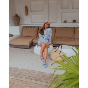 Rough Studios Leila K. Dress Blauw/Off-White jurk