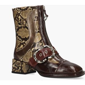Violeta - Multicolor Enkellaarsjes - Slangenprint - Lederlook - Veloursvoering