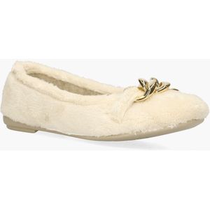 Cypres - Varoya - Pantoffels - Roomwit - Fake Fur - Gouden Kettingdetail