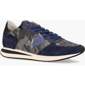 Philippe Model - Tropez X Mondial - Sneakers - Blauw/Zilver - Leer/Suède/Lurex