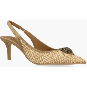 Kurt Geiger - Belgravia Sling Back Heel - Dames Slingbackpumps - Beige/Taupe - Raffia/Suède