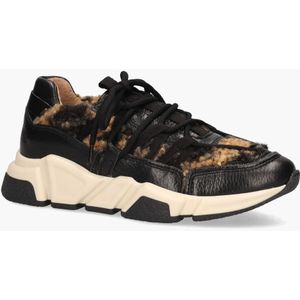 DWARS - Los Angeles Teddy - Sneakers - Zwart/Bruin - Leer/Teddy