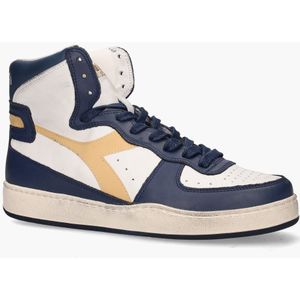 Diadora - Mi Basket Used - Hi-top Sneakers - Wit/Donkblauw/Cognac - Leer