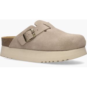 Scholl - Justine - Slippers - Taupe - Suède - Verstelbaar Bandje