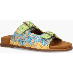 Miss Behave - 397013 - Slippers - Groen/Multi - Raffia - Voorgevormd Voetbed
