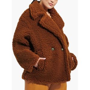 UGG - Gertrude Short Teddy Coat - Winterjas - Zwart - Kunstfleece