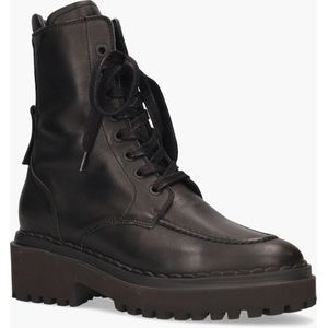 NUBIKK - Fae Bobbi - Veterboots - Zwart - Leer - Chunky Hak