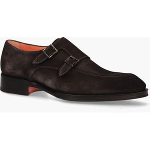 Santoni - 18096 - Gespschoenen - Donkerbruin - Suède - Handgemaakt in Italië