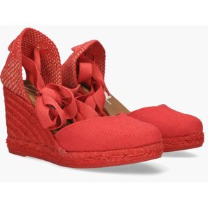 Viguera - 1939 - Espadrilles - Rood - Canvas - Leer - Wedge 8 cm