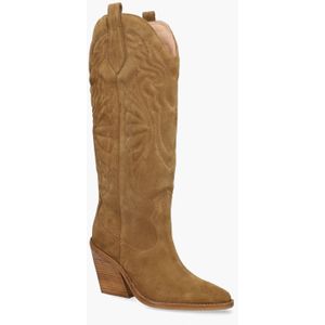 New-Kole - Damesboots - Cognac - Suède - Lange Laarzen Westernstyle