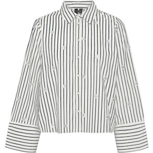 Vero Moda - Blouse - Wit - Overhemdkraag - Lange Mouwen - Pailletten Detail