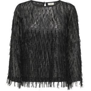 JDY - JDYFLEUR L/S O-NECK TOP WVN - Blousetop - Zwart