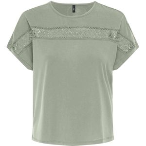 Only - ONLFREE LIFE S/S LACE PANEL TOP JRS - Shirt - Desert sage - Korte Mouwen