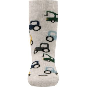 Ewers Antislip sokken met tractor print Light grey melange
